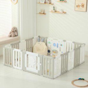 Gray-White Adjustable Portable Baby Fence