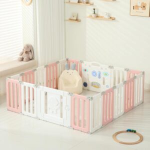 Pink-White Adjustable Portable Baby Fence