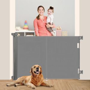 Gray Retractable Strip Design Safety Gate