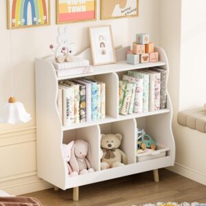 White Curved Kids Bookshelf Organizer