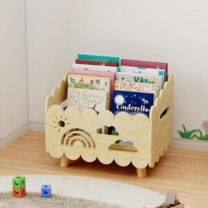 Natural Wooden Montessori Kids Bookshelf