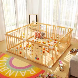 Natural Extra Large Wooden Baby Fence
