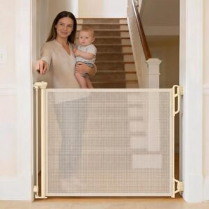 Cream Durable Retractable Safety Gate
