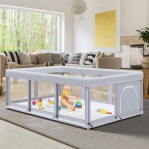 Gray Sturdy Safety Play Baby Fence