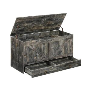 Vintage-Gray Wooden Storage Chest Bench