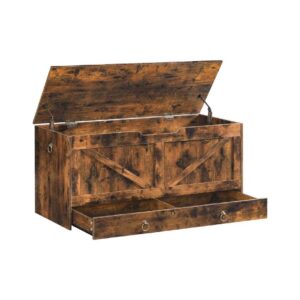 Rustic-Brown Wooden Storage Chest Bench