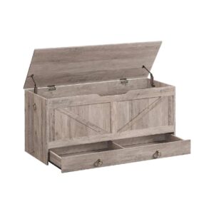 Greige Wooden Storage Chest Bench